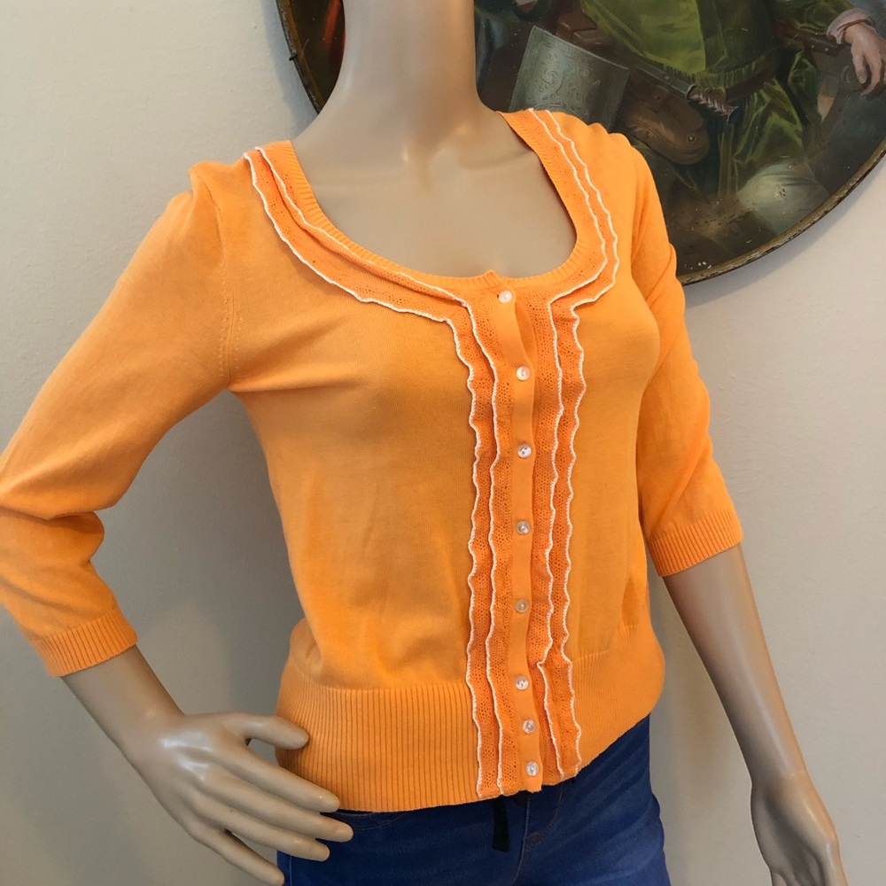 Banana Republic orange sweater with ruffles Sz S